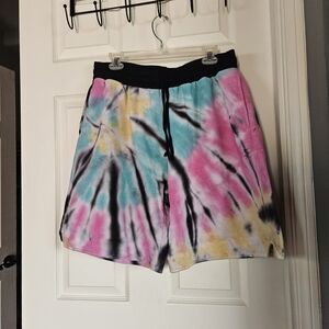 FBRK Tie Dye Fleece Shorts Pull-on Elastic Waist College School Sport Festival
